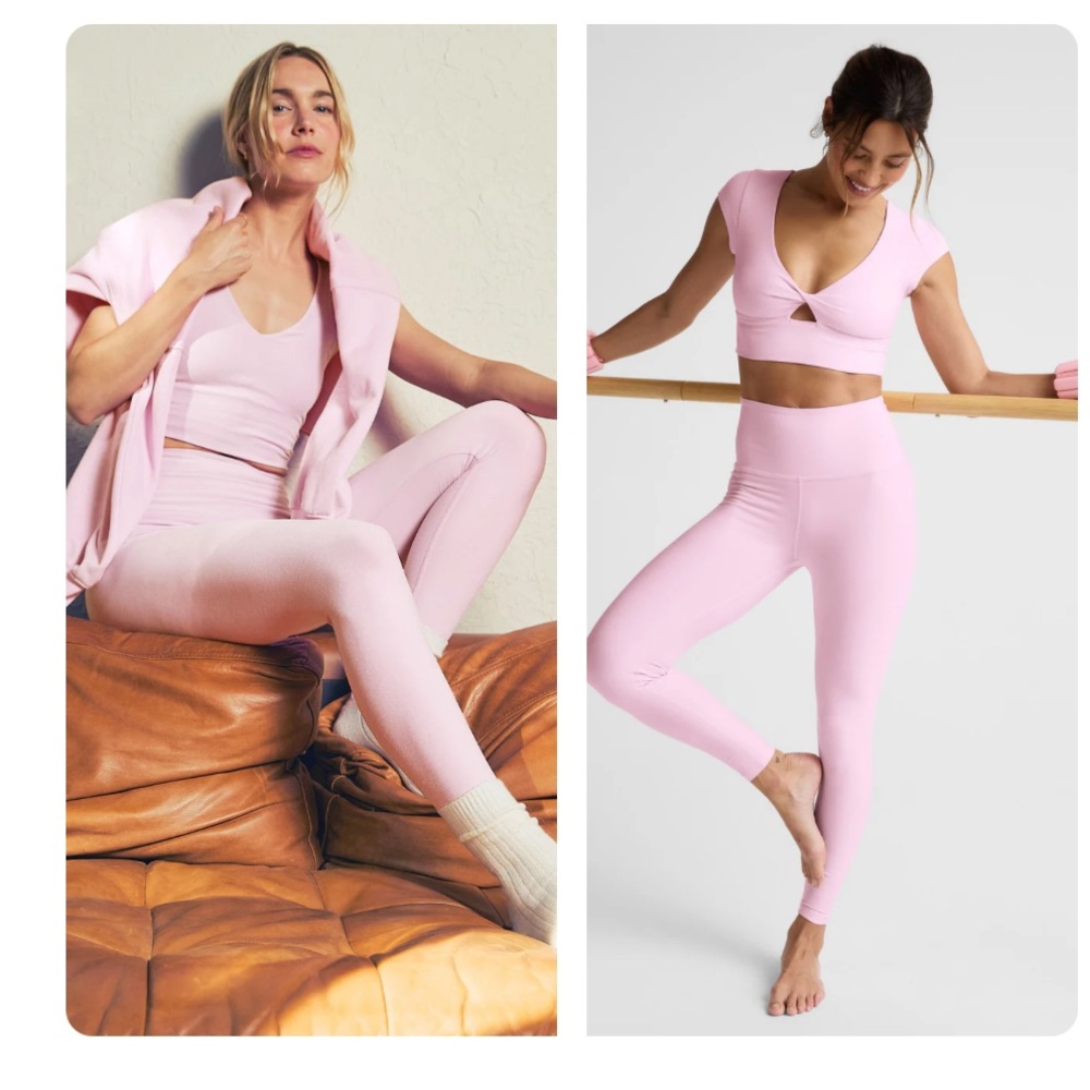 Beyond Yoga Space Dye Twist Front Top and Caught in the midi Leggings